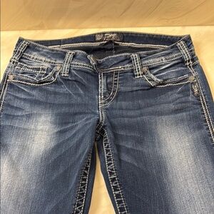 SILVER, Tuesday Baby Boot Blue Jeans with Vintage Fading and Stretch Fabric